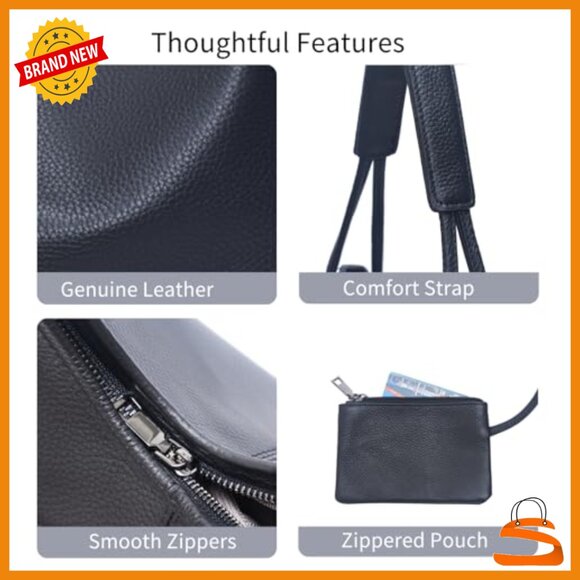 Large Genuine Leather Hobo Shoulder Bag Slouchy Handbag for Work Everyday - Picture 4 of 7